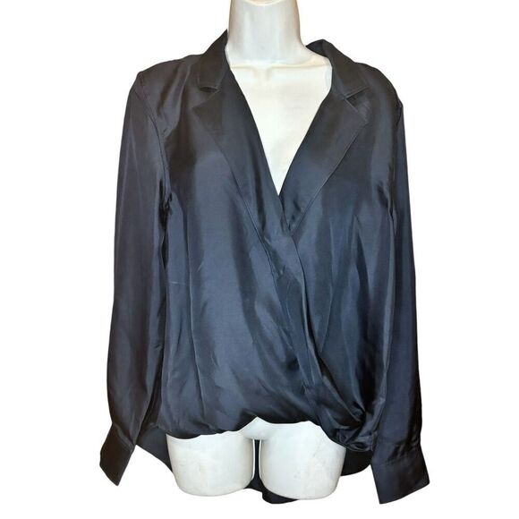Rag & Bone  Dean Shirt Long Sleeve Hi-Low Blouse in Black NWT Size Large - Picture 2 of 6